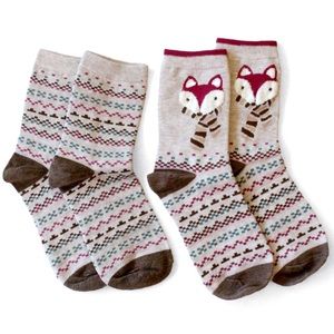 Christmas winter fox socks two pairs